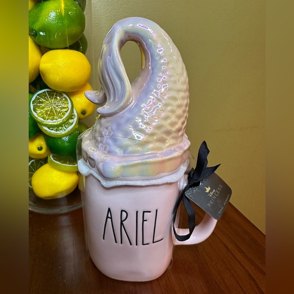 Rae Dunn Ariel …Double Sided Mug - With Mermaid Iridescent Topper - N w/o T - Picture 2 of 8